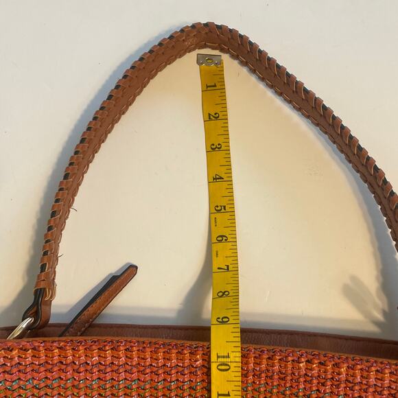 Sondra Roberts Squared Boho Hobo Bag Brown & Orange Multicolor Tassel Braided - Picture 15 of 15